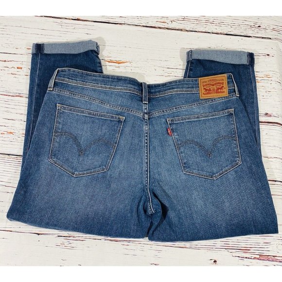 Levis Jeans Womans Sz 33 Tag Classic Tapered Blue Pants 38 X 26 Actual Mom Comfy - Picture 4 of 13